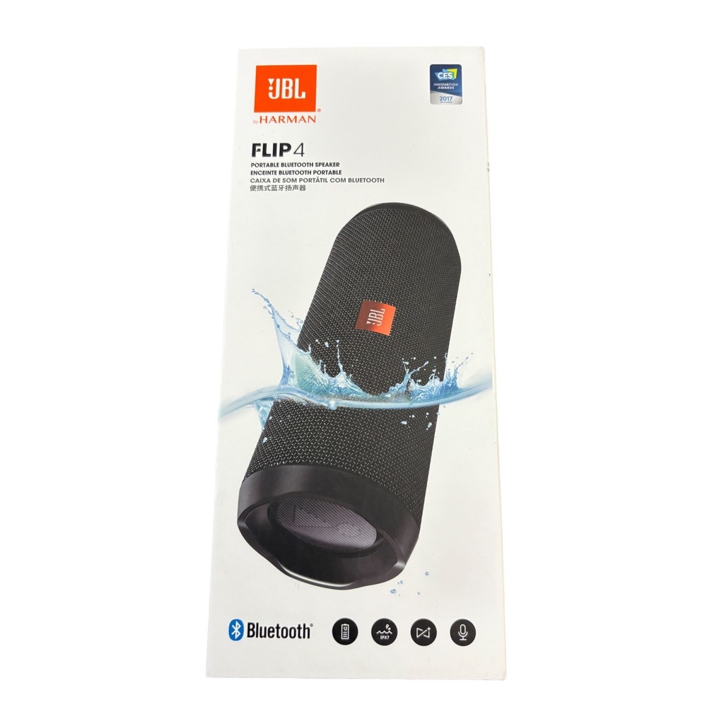 JBL Flip 4 Portable Waterproof Bluetooth Speaker Black With Greenlee Logo